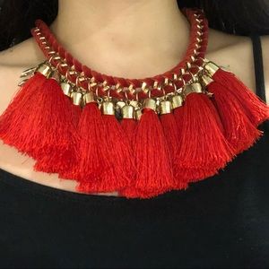Red tassel necklace